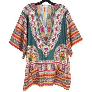 FUNKY PEOPLE Colorful TWILL Pockets AFRICAN DASHIKI V-Neck KAFTAN TUNIC TOP XXXL